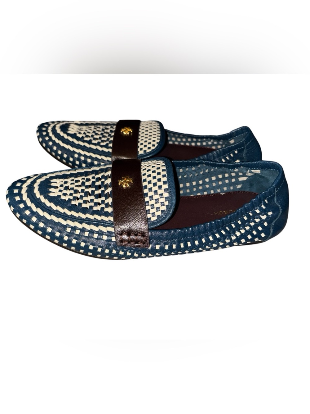 Tory Burch Woven Leather Ballet Loafers
